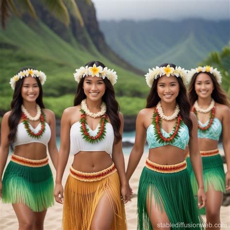 Native Hawaiians in Translucent Hula Skirts | Stable Diffusion Online