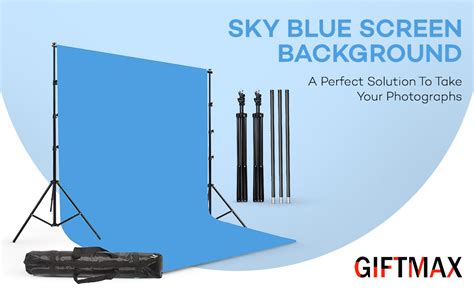 GIFTMAX Sky Blue Screen Background for Photography with Stand Backdrop ...