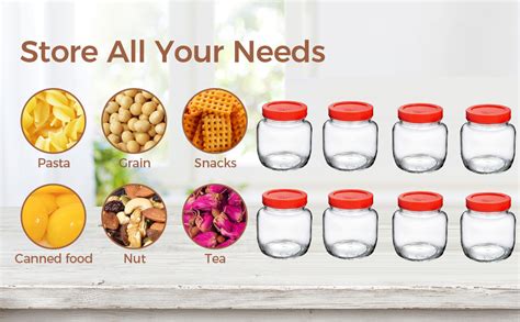 Buy Yera Glass Jar with Red Lid Kitchen Storage Container - 300 Ml Gm ...