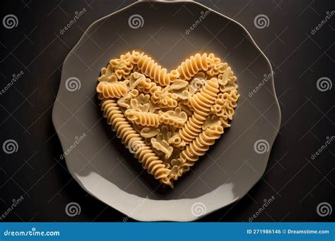 Heart Shape Pasta Made on Plate. Generative AI Stock Photo - Image of ...
