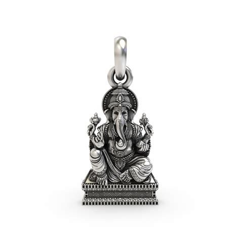 Silver Chaturbhuj Ganpati Pendant – Goyani