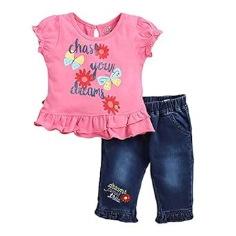 Buy Hopscotch Baby Girls Cotton Short Sleeves Floral Printed Top with ...