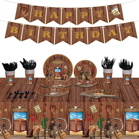 Amazon.com: Western Party Decorations - 81 Pcs Plates, Napkins, Western ...