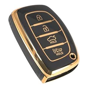 AUTODIFY™ TPU Car Key Cover Black & Golden Compatible for Hyundai Creta ...
