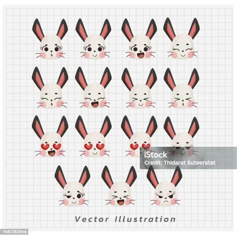 Watercolor Illustration Of Rabbit Emoji Bunny Emoticon Hare Face ...