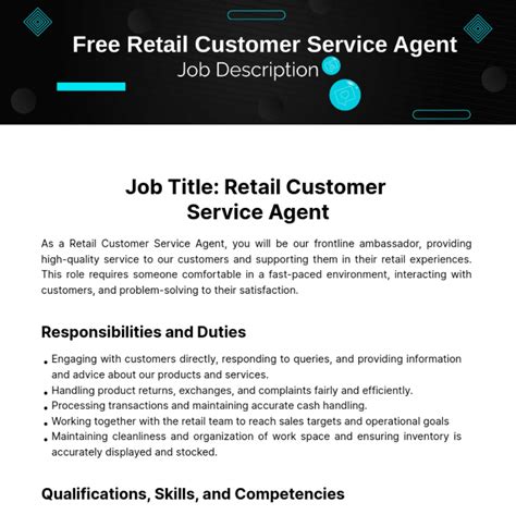 Free Retail Customer Service Job Description Template to Edit Online