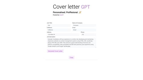 Chat GPT Cover Letter Generator 的图像结果