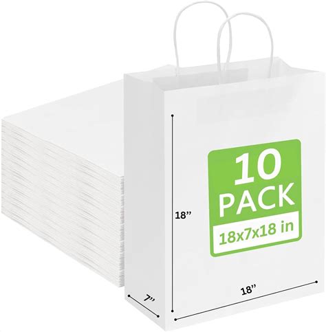 Amazon.com: JET PAPER BAGS - Large White Paper Bags with Handles ...