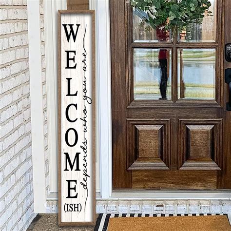 Welcome-ish Sign for Front porch Standing 45"X9" Wooden Frame Large ...