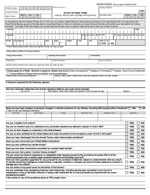 New York Pistol Revolver License Application - Blank Fillable Template ...