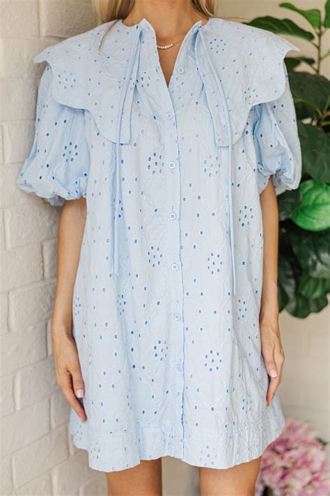 Aureum: Sweet Energy Light Blue Eyelet Dress – Shop the Mint