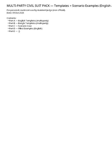 CIVIL SUIT PACK Templates: Multi-Party Scenarios & Examples - Studocu