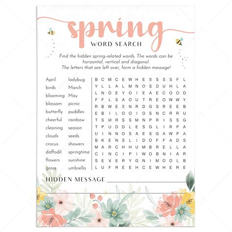 Spring Word Search Puzzles Printable 15 Spring Word Search Puzzle