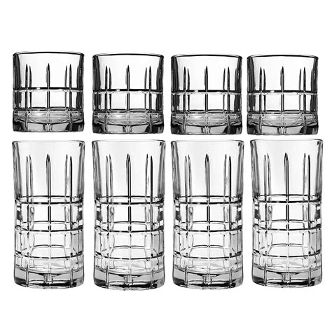 Mainstays Glass Drinkware Set of 8, 10.5 and 16 Ounces, Classic Pressed ...
