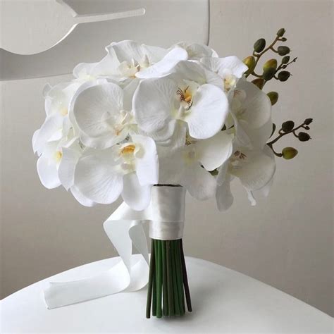 White Orchid Bouquet, Artificial Orchid Wedding Bouquet,orchid Bridal ...