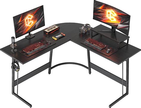 Devoko L Shaped Gaming Desk with LED Lights 160cm Corner Gaming Desk ...