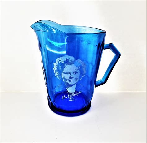 Vintage Shirley Temple Pitcher Cobalt Blue Glass Circa 1930s Hazel ...