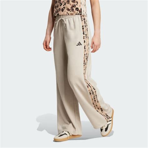 adidas Animal Print 3-Stripes Open Hem Pants - Beige | Free Shipping ...