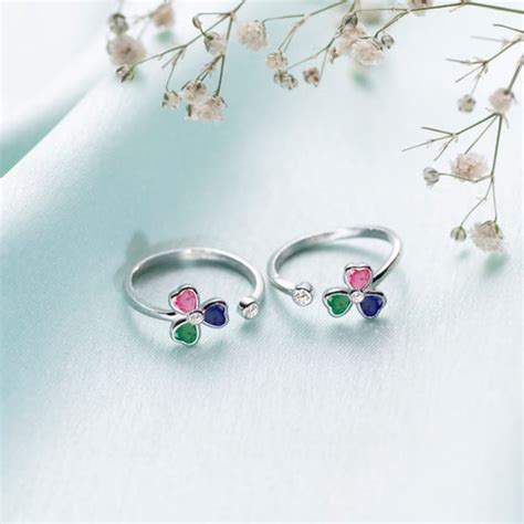 Tiny Multicolor Flora Adjustable 925 Silver Toe Ring - Valentine's Gift ...