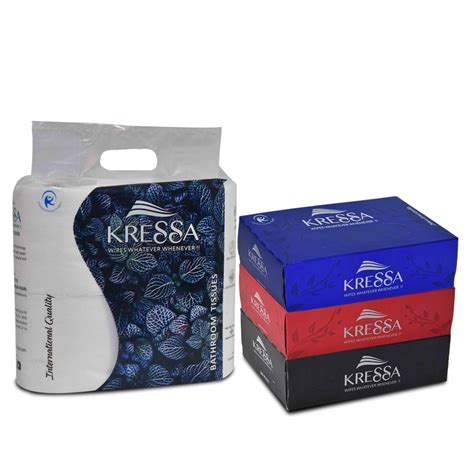KRESSA 2 Ply Bathroom Tisue & Face Tissue Combo | Budget Combo Pack (4 ...