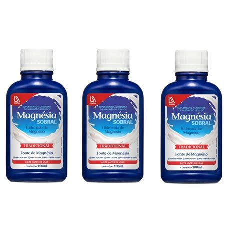 Kit 3 leite de Magnesio Liquido, Hidroxido de magnesio 100ml ...