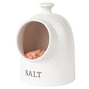 Buy Kook Ceramic Salt Pig, Wide Mouth Crock, Countertop Storage ...