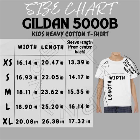 Kid's T-shirt Size Chart , Gildan 5000B Size Chart , Size Chart,| Kids ...