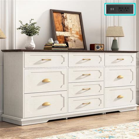 Blotout 70" Large Long Dresser with Deep Drawers, Farmhouse 10 Drawer ...