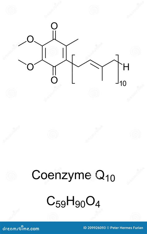 Coenzyme Q10 (ubiquinone, Ubidecarenone, CoQ10) Molecule, Chemical Structure. Plays An Essential ...