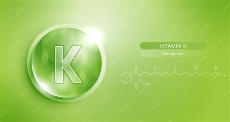 Drop water vitamin k green and structure vitamin solution complex with chemical formula from ...