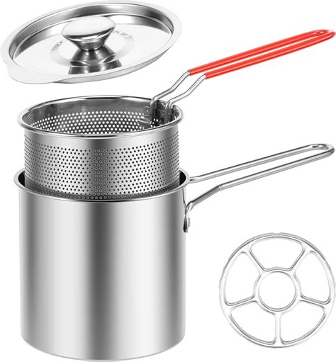 HAIJED Mini Deep Fryer Pot, Stainless Steel Fry Pot with Strainer ...
