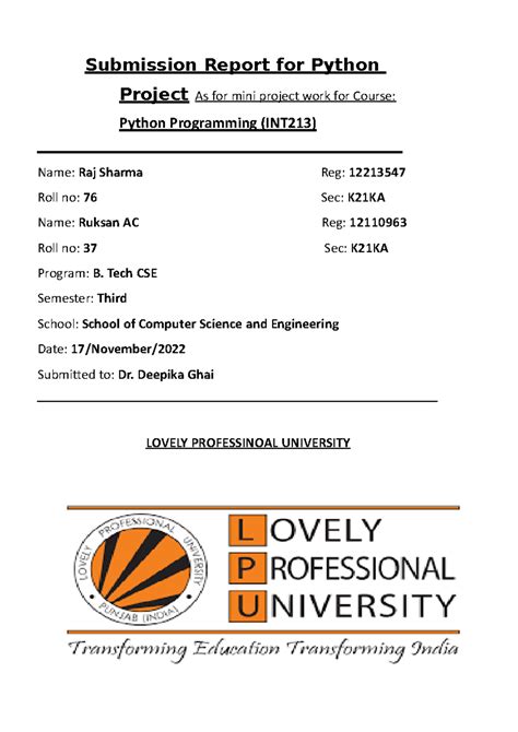 Python project - Submission Report for Python Project As for mini ...