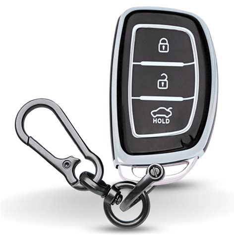 Silver line TPU Key Cover compatible for Hyundai i20 New, Venue, Nios ...