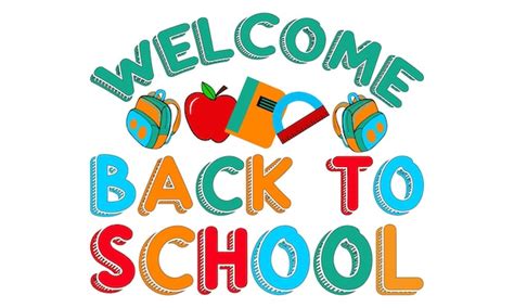 Vector 'welcome back to school' happy first day of school typography ...
