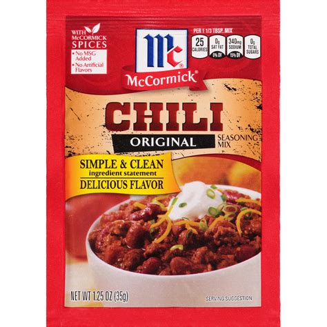 McCormick Classic Chili Seasoning Mix Packet, 1.25 oz - Walmart.com ...