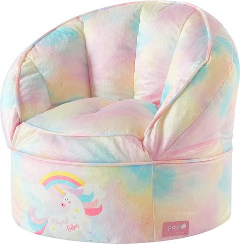 Amazon.com: Idea Nuova Unicorn Round Bean Bag Chair for Kids, Ages 3 ...