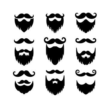 Mustaches and beard style set vector silhouettes illustration | Premium ...
