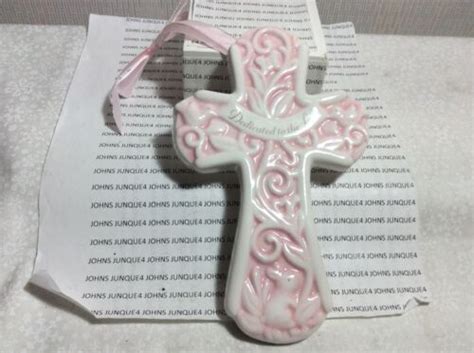 Pink Ceramic Cross with Ribbon for Hanging - New India | Ubuy