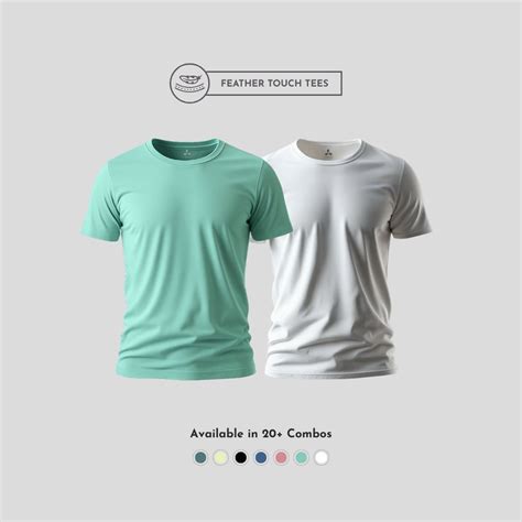 Feather Touch Round Neck Combo Pack - Plain Mint & White T-Shirt for ...