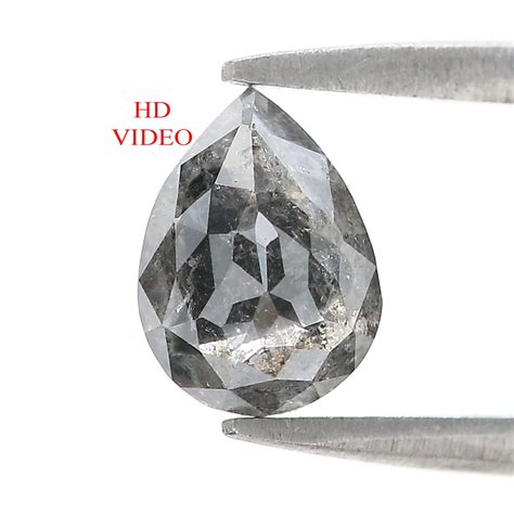 1.47 CT Natural Loose Pear Shape Diamond Salt And Pepper Pear Rose Cut