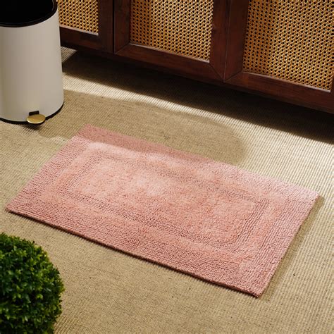 Pink Cotton Single Border Reversible Bathmat