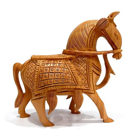 Wood carving horse 6 inch height (Product Code 2574) at Rs 1050.00