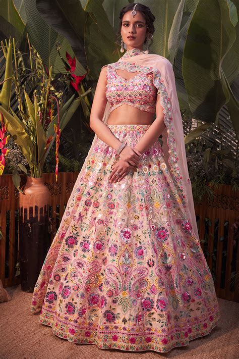 Ivory Big Leaf Lehenga – Aneesh Agarwaal