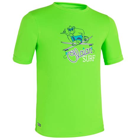 Kids' Rash Guard - 100 - Vert fluo - Olaian - Decathlon