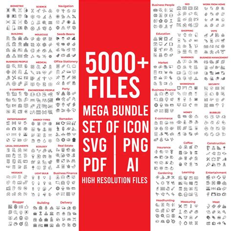 Mega Bundle of Icons Svg Png Pdf, Icons Svg Png Pdf, All Types of Icons ...