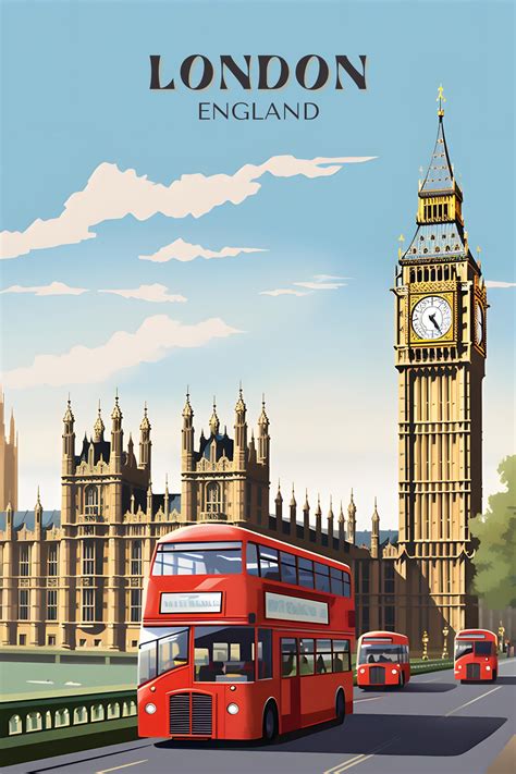 Retro Travel Wall Art: London, England | Retro travel poster, Travel ...