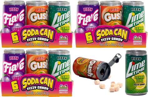 Amazon.com : 18 Kidsmania Mini Soda Can Fizzy Candy, 1.48 oz, Goody Bag ...