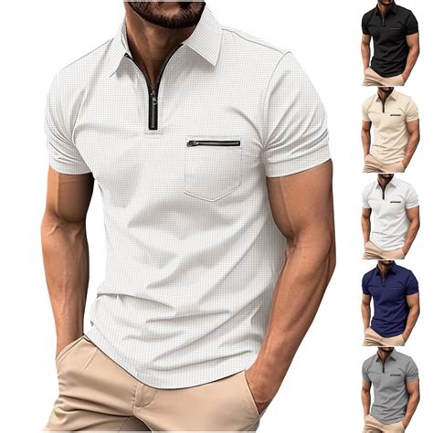 FNFYFH 2025 Mens Waffle Shirts Button V Collared Short Sleeve Tees ...