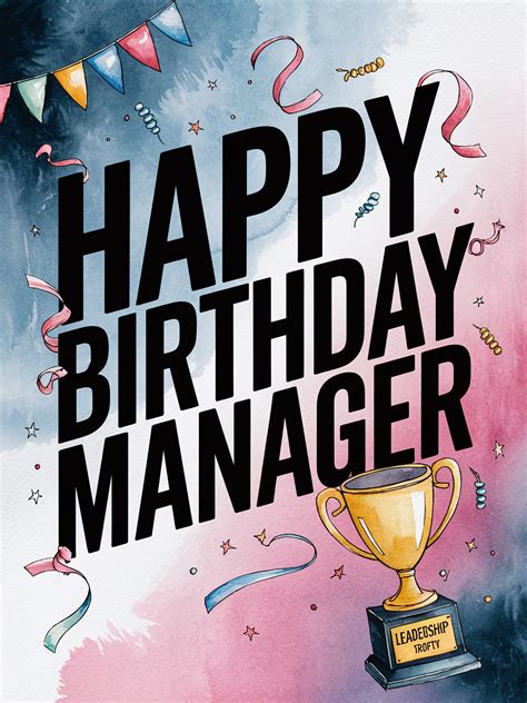 Free Download Watercolor Happy Birthday Manager Card