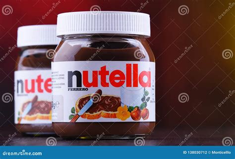 Jars of Nutella spread editorial photography. Image of logo - 138030712